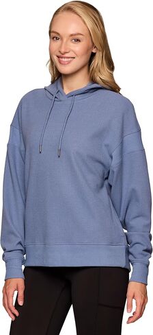 RBX Women's Waffle Knit Hoodie in Regular and Plus Sizes, Midweight Long Sleeve Thermal Relaxed Fit Sweatshirt with Pockets in Kuwait