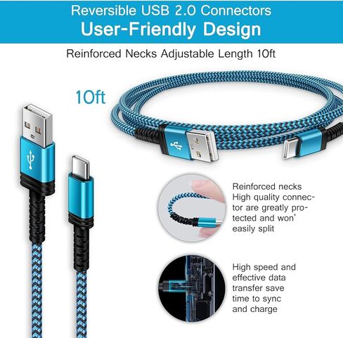 10FT Motorola USB C Cable Fast Charging for Moto Razr 50 Ultra 2024,Moto Edge 50 Pro Ultra,Moto G Stylus/Play/Power 2024/Moto G 5G,USB A to USB Type C Android Phone Car Cord for Google Pixel 9Pro XL/8 in Saudi Arabia