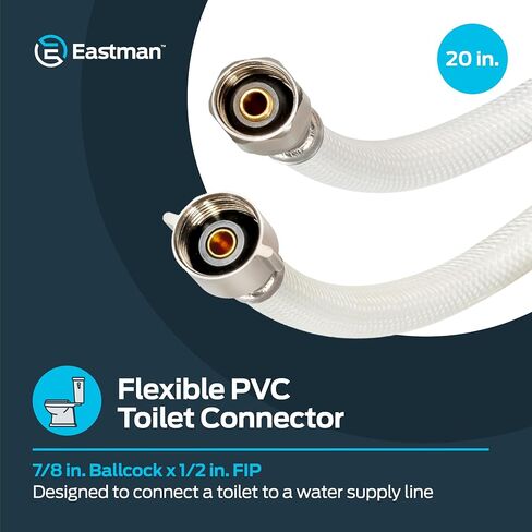 Eastman 20 Inch Flexible Toilet Connector, PVC Supply Hose Line with 7/8 Inch Ballcock Nuts, 1/2 Inch FIP, 48960 in Saudi Arabia