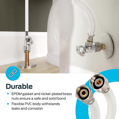 Eastman 20 Inch Flexible Toilet Connector, PVC Supply Hose Line with 7/8 Inch Ballcock Nuts, 1/2 Inch FIP, 48960 in Saudi Arabia