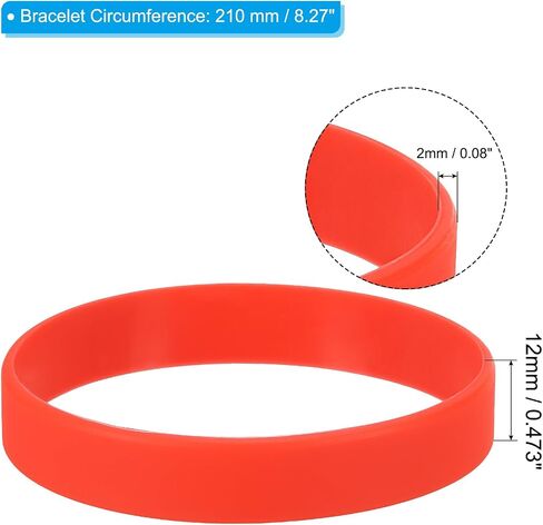 PATIKIL Silicone Bracelets, 12 Pack Rubber Elastic Colored Blank Wristbands Stretch Sports Bands for Adults Teen Sports Team Games, Red in Saudi Arabia