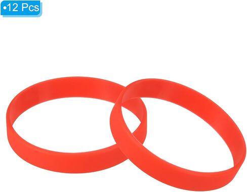 PATIKIL Silicone Bracelets, 12 Pack Rubber Elastic Colored Blank Wristbands Stretch Sports Bands for Adults Teen Sports Team Games, Red in Saudi Arabia