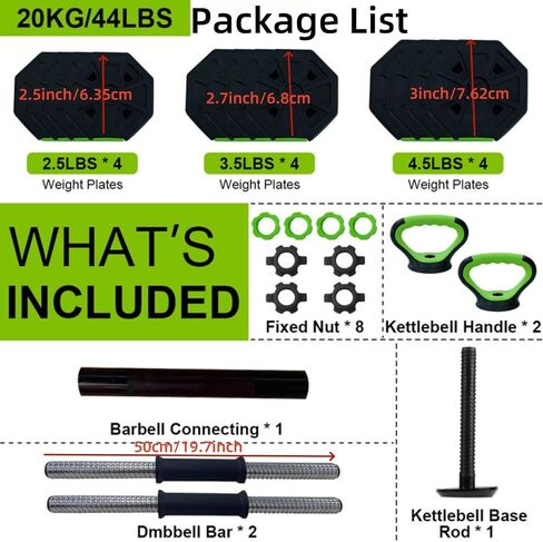 Adjustable Dumbbell Set, 30/44 Lbs Adjustable Weight Set With Iron Handle for Home Gym in Kuwait