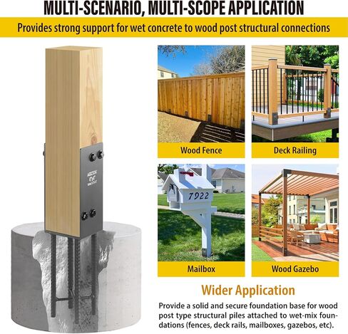 قاعدة عمود 6 بوصة × 6 بوصة (في الواقع 5.5 بوصة × 5.5 بوصة)، دعامة حامل عمود سياج شديد التحمل على شكل حرف U، دعامة عمود خرسانية مبللة، لسور سطح السفينة، والأسوار، وشرفات المراقبة، مرساة عمود خرسانية مبللة (رمادي داكن-2 عبوة) in Kuwait