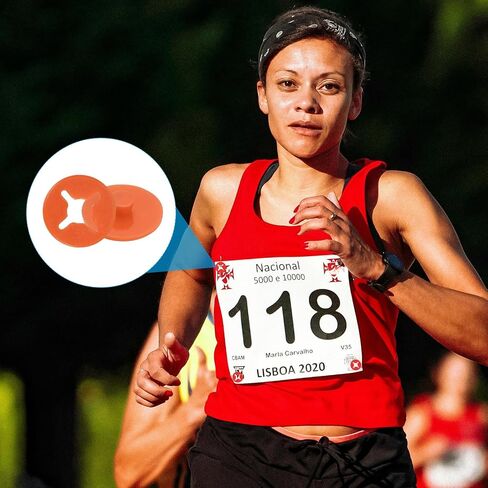 PATIKIL Running Bib Race Clips, 40 Pcs Race Fastener Race Number Buckle Fixing System Marathon Number Buckles Fasteners Holders for Runners Field, Orange Red in Saudi Arabia