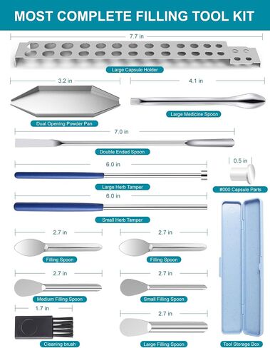 Versatile Lab Tools kit - Home & Labs Supplies with Empty Funnel Tray and Spoon Scoops Spatula Tamper Quickly Maker All Size 000 00 0 1 2 3 4 5 in Kuwait