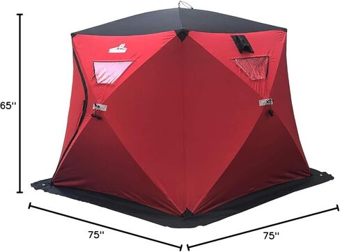 THUNDERBAY Ice Cube Series Pop-Up 3-4 Person Wide Bottom Ice Fishing Shelter, 39-56 Square Feet of Fishable Area, Portable 3-4 Person Ice Shanty in Kuwait