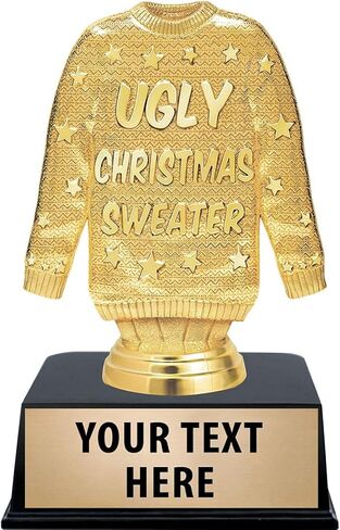 Crown Awards 5 1/2" Custom Ugly Christmas Sweater Trophy, Personalized Ugliest Xmas Sweater Trophy, Prime in Saudi Arabia