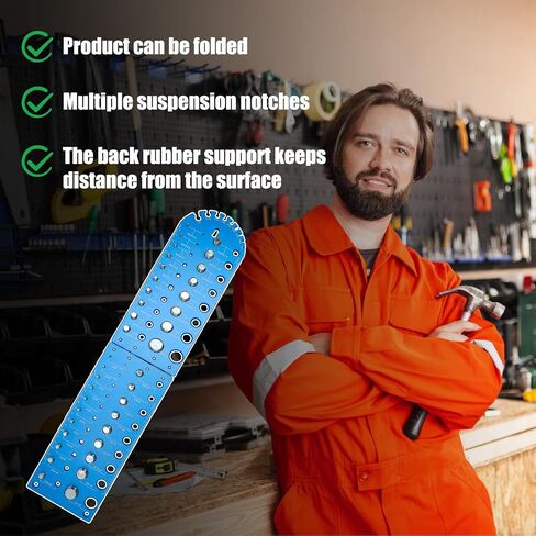 Blue Foldable Thread Gauge - 38 Nut and Bolt Size Finder, 9 Drill Bit Sizes, 18 Standard, 20 Metric Thread Checkers, Screw Size Chart; Wall-Mountable Bolt Measuring and Identification Tool for Repairs in Saudi Arabia