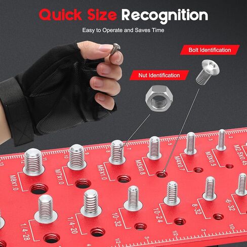 Blue Foldable Thread Gauge - 38 Nut and Bolt Size Finder, 9 Drill Bit Sizes, 18 Standard, 20 Metric Thread Checkers, Screw Size Chart; Wall-Mountable Bolt Measuring and Identification Tool for Repairs in Saudi Arabia