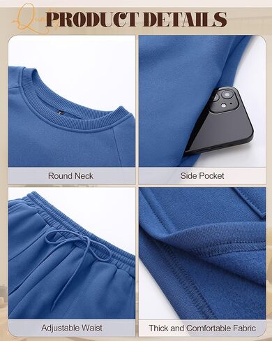 Ficerd Women's 2 Piece Outfits Long Sleeve Pullover Sweatshirt and Sweat Short Lounge Tracksuit Fall Winter Sweatsuit in Kuwait