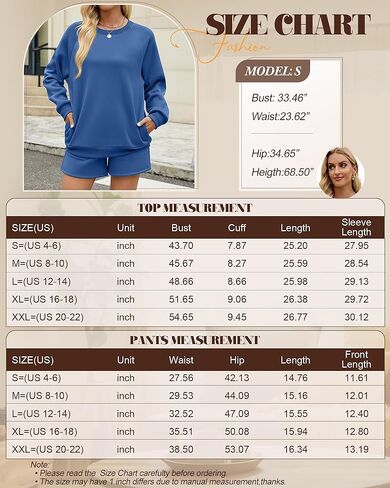 Ficerd Women's 2 Piece Outfits Long Sleeve Pullover Sweatshirt and Sweat Short Lounge Tracksuit Fall Winter Sweatsuit in Kuwait