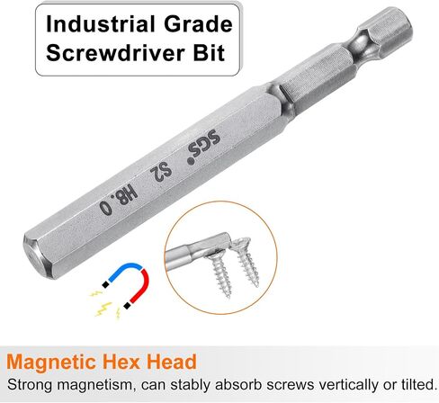 HARFINGTON 5mm Hex Head Wrench Drill Bit, 1/4" Hex Shank, 50mm Long, Magnetic S2 Steel, Industrial Grade, Hexagon Flat Tip Drill Bits for Screws in Saudi Arabia
