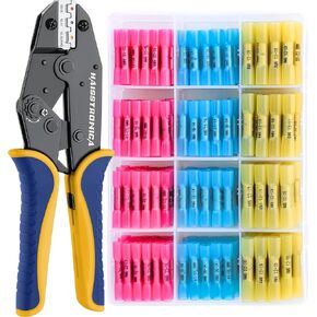 haisstronica Crimping Tool for Heat Shrink Connectors Set with 280PCS AWG 22-10 Marine Grade Heat Shrink Wire Connectors and Wire Stripper