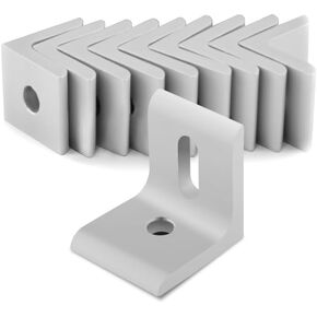8020, 4265, 10 Series, Aluminum 2 Hole Slotted Inside Corner Bracket 90 Degree Angle Bracket for 80/20 T Slot Extruded Aluminum Extrusion (Clear Anodize, 10 Pack)