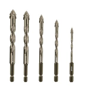 5-PCS High-Strength Eccentric Twist Drill Bit, Masonry Drill Bits for Concrete Set for Concrete/Glass/Brick/Cement/Tile/Wood/Etc, Industrial Strength Carbide Drill Bits Tip Size 5/32-1/2