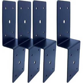 4 PCS Heavy Duty Steel Z Brackets 6" Post to Beam Support,Double Angle Channel Profile Corner Brace for Wood Shelves Fixing Lumber Connector Pergola Hardware Brackets,Thickness 3mm and Black