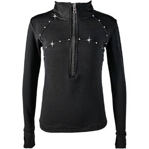 Girl's Sparkling Ice Skating Training Jacket Diamond Plush Top Premium Skating Training Clothes for Girls
