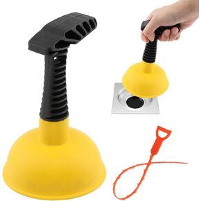 Sink Plunger with Drain Clog Remover, Mini Plunger with Short Handle, Hand Drain Plunger Easy to Use Unclogging Tool for Kitchen Sink,Bathroom Toilet, Shower Tub