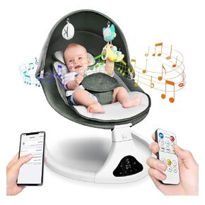 Baby Swing for Infants to Toddler,Electric Portable Baby Swing,Timing Function 5 Swing Speeds,Remote Control, Vibration Detection，Indoor & Outdoor Use - Perfect for 0-9 Months(Blue)