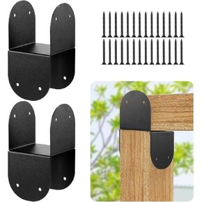 2 Pcs Black Caps Tie Bracket for 4x4 Post,14 Gauge Post Base Steel Post Anchor Connector Steel Mounting Brackets Support for Post to Wood Deck, Fence Post Brackets for Metal Posts to Wood