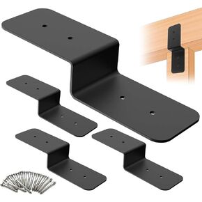 4 Piece Heavy Duty Steel Z Bracket 6" Post and Beam Support, Double Angle Channel Angle Support for Wood Shelf Fixing Timber Connector Pergola Bracket, 3" Width, 1/8" Thickness (6 inches)