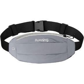 Long Keeper Running Reflective Belt Women Men Sport Walking Waist Pack Phone Holder Travelling Hiking Workout Gym Fanny Pack (Grey)