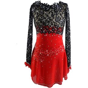 Figure Skating Dress Plus for Women Black Lace Lady Design Leotards Competition Skating Dress