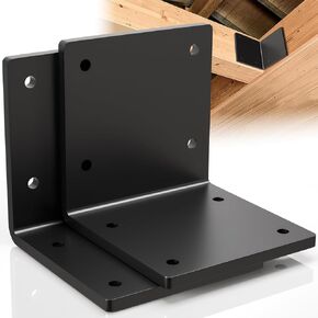 6" X 6" X 5" Heavy Duty Corner Bracket, Large Right Angle L Shelf Bracket for Fireplace Mantel Countertop Support, 6x6 Post to Beam Connector, Thickness 1/4"(6mm), Max Load 300lbs-2 Pcs