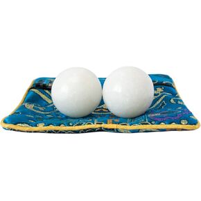 White Baoding Balls Health Exercise Stress Hand Balls Marble Natural Stone Balls Gift Collection for Key Puncher Relax Finger