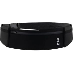 2XU Unisex Run Belt Black - Lightweight and Adjustable Fitness Waist Pack for Running, Jogging, and Outdoor Activities - Securely Holds Phone, Keys, and Essentials - One Size