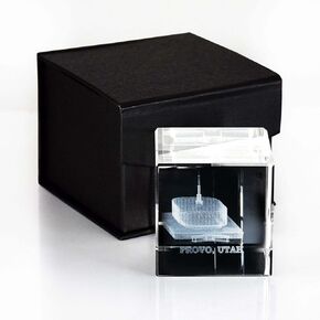 Ringmasters Crystal Cube Desk Decor LDS Temple Paper Weights for Office Desk | Christian Home Decor, (Provo Utah)