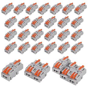 25Pcs Mini Wire Connectors, DIY Splicing into 4/6/8/9/10 Way Butt Terminal Block Connectors,1 in 2 Out DIY Mini Splicing Compact Splitter Terminal Block Electrical Connectors, 24-12 AWG
