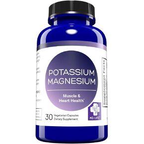 MD. Life Magnesium Potassium Supplement - 90 Capsules - High Absorption Magnesium Complex to Support Vascular Health & Leg Cramp 90cts