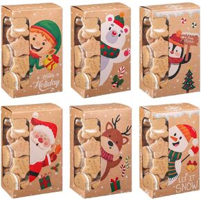 Zhanmai 24 Pcs Christmas Cookie Boxes with Window Xmas Party Treat Boxes Kraft Paper DIY Holiday Gift Boxes Containers for Christmas Gift Giving Holiday Candy Pastry Bakery Supplies Decor(Santa)