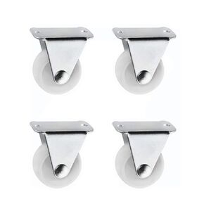 4 Pieces 1.25 Inch Fixed Caster Wheels PP Plastic Rigid Non-Swivel Single Wheel Metal Fixed Plate Chair Trolley Rolling Casters