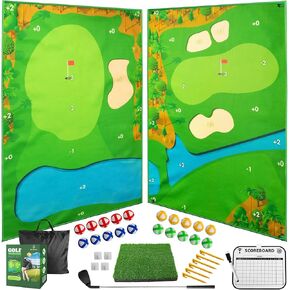 لعبة تقطيع الجولف - ألعاب جولف مزدوجة الجوانب بطول 6 أقدام × 4 أقدام، تصميم ملعب جولف واقعي ونظام تسجيل، تتضمن ناديين بطول قابل للتعديل - بساط ضرب جولف سميك يشبه العشب - 36 كرة فيلكرو لاصقة in Kuwait