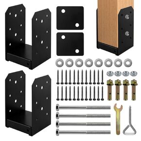 CNQLIS 2 Piece Stainless Steel Adjustable Post Anchor Bracket, 4" x 4" Post Base (3.5 x 3.5 Inside) for Gazebo Deck Porch Handrail Railing Support Decking Anchor Plate