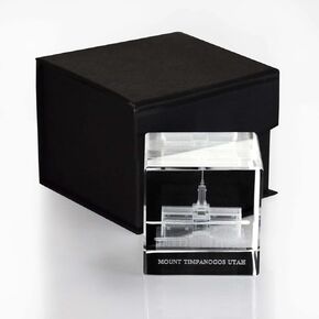 Ringmasters Crystal Cube Desk Decor LDS Temple Paper Weights for Office Desk | Christian Home Decor, (Mt Timpanogos Utah)