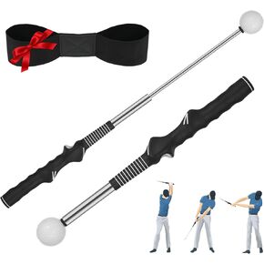 Left-Handed Golf Swing Trainer – Portable Grip Corrector with Click Feedback for Swing Speed, Power & Body Force, Retractable Design, Ideal for Indoor & Outdoor Practice