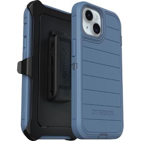 OtterBox Defender Series Screenless Edition Case for iPhone 14 & iPhone 13 (Only) - Holster Clip Included - Microbial Defense Protection - Non-Retail Packaging - Rain Check (Blue)
