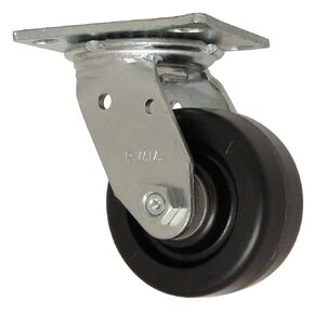 46 Series Plate Caster, Swivel, Phenolic Wheel, Roller Bearing, 1000 lbs Capacity, 5" Wheel Dia, 2" Wheel Width, 6-1/2" Mount Height, 4-1/2" Plate Length, 4" Plate Width