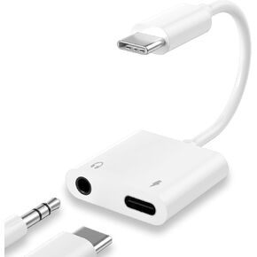 [MFi Certified] USB C to USB C Headphone Splitter Adapter for iPhone 15,Dual USB C AUX + PD Fast Charger Dongle Splitter Adapter Compatible with iPhone 15/15Plus/15Pro/15Pro Max Support Call+Charging