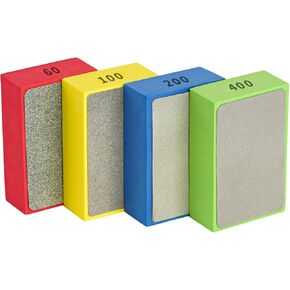 4pcs Diamond Hand Polishing Pads for Ceramic Tile Glass Wood Marble Grinding, Diamond Sanding Pads 60#, 100#,200#,400#
