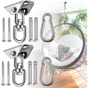 Hammock Hanging Kit,Hanging Chair Hardware 360°Rotating 1200 lb Capacity Hammock Hooks Heavy Duty,Hammock Chair Hanging Kit & Swing Ceiling Hook Snap for Hammock Chair Stand,Seat, Tree,Yoga,Gym(Black)