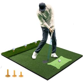 Golf Hitting Mat, 5 x 4 ft Golf Mat Artificial Turf Golf Training Mat with Path Feedback Mat for Backyard Chipping Swing Driving Indoor Outdoor Practice, Golf Gifts for Men/Women/Golf Lovers