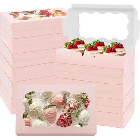 60 Pcs Cookie Boxes Pastry Boxes with Clear Window 7 x 4.3 x 1.5 Inch Kraft Bakery Treat Boxes Premium Gift Box Container for Dessert, Pie, Candy (White)