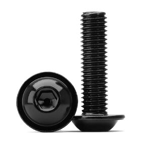 M6-1.0 x 25mm 20Pcs Flanged Button Head Socket Cap Bolts Screws, 304 Stainless Steel 18-8 Black Oxide, Allen Hex Drive, Fully Threaded