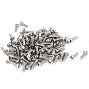 uxcell M2.5x8mm Stainless Steel Hex Socket Dome Head Bolts Screws 100 Pcs