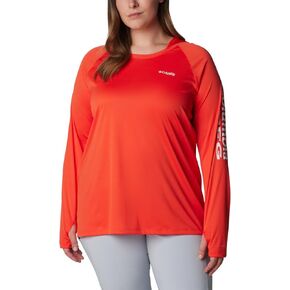 Columbia Women's Tidal Tee Hoodie, Bright Poppy/White Logo, 3X